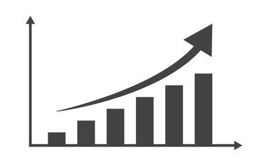 Growth data graph bar x and y axes icon