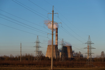 Industrial landscape. Power industrial. Thermal Power Plant