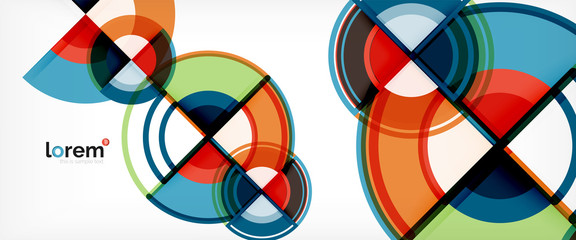Obraz premium Circle abstract background, bright colorful round geometric shapes