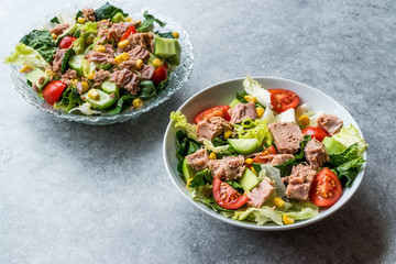 Tuna Fish Salad with Lettuce, Cherry Tomatoes, Cucumber and Corn.