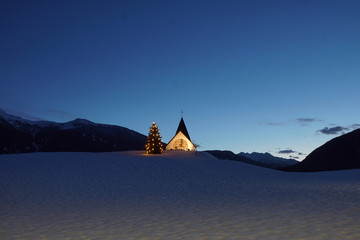 Romantic chapel at Christmas time    