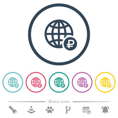 Online Ruble payment flat color icons in round outlines