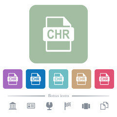 CHR file format flat icons on color rounded square backgrounds