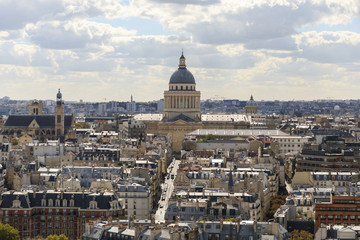Fototapeta na wymiar Aerial view of the tower of Les Invalides museum in Paris in a sunny day