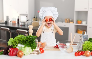Little girl preparing healthy foods