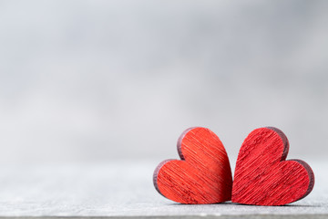 Two Hearts. Valentines day greeting card.