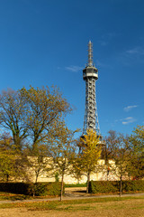 Petrin Lookout Tower, Petrinska rozhledna, a steel-framework tower in Prague, popular viewpoint and platform