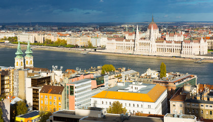 Fototapeta na wymiar View of Budapest with Hungarian Parliament