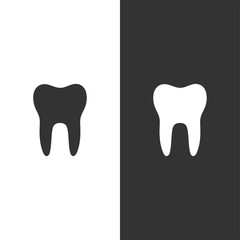 Tooth flat icon on a black and white background