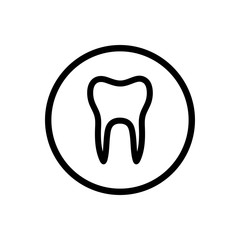 Isolated tooth line icon on a circle