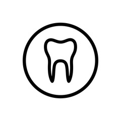 Isolated tooth line icon on a circle