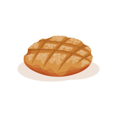 Rye bread, bakery pastry fresh product vector Illustration on a white background