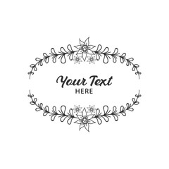 floral circle frame Simple wedding wreath vector hand drawn illustration