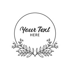 floral circle frame Simple wedding wreath vector hand drawn illustration