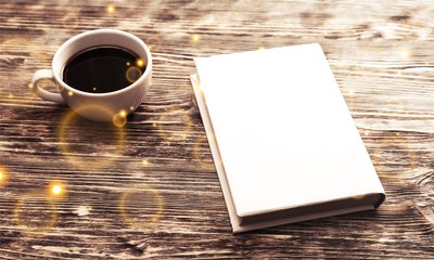 Photo blank book cover on textured wood