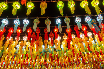Beautiful lanterns in the lantern festival in Thailand