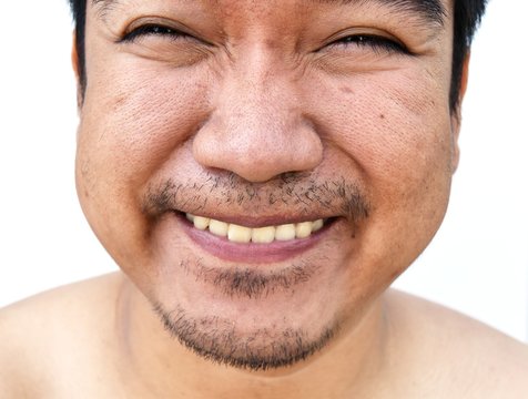 smile face of asian man on white backgroun