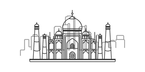 cityscape of Agra outline illustration