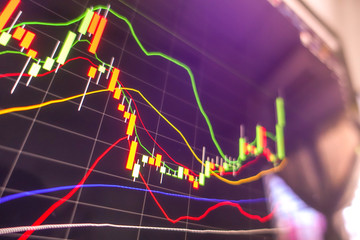 Stock market graph on LED screen background