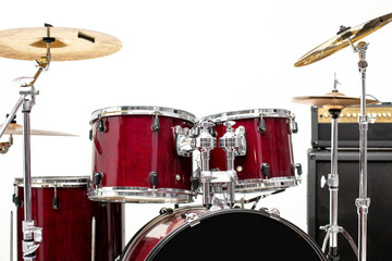 Obraz na płótnie Canvas drum set on white background. musical instruments