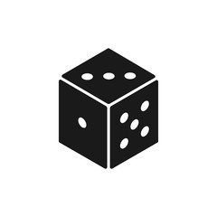Black isolated icon of die on white background. Silhouette Icon of dice.