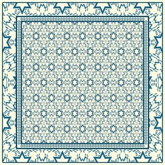 Decorative ornament with geometric decoration. symmetric pattern . For print Bandanna, shawl, tablecloth, fabric fashion, scarf, design