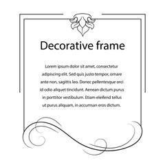 Vintage scroll baroque decorative frame. Place for text.