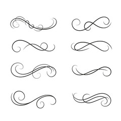 Set of curls and scrolls design element.