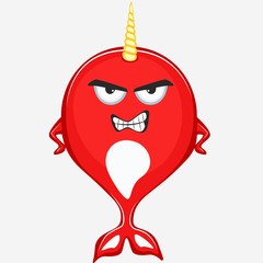 Angry narwhal character in cartoon style drawing © dima_oris