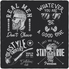 Fototapeta premium Vintage labels set with lettering composition on dark background. T-shirt design.