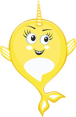 Narwhal cute character in cartoon style drawing © dima_oris