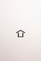 dark brown wooden   minimal house icon on white background