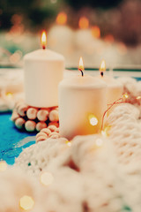 three burning candles