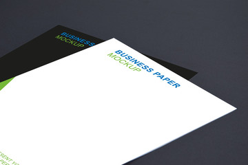Perfect Business Paper Mockup on anthracite gray background, A4 Business Paper Letterhead