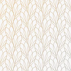 Fototapete Gold abstrakte geometrische Blumenblatt oder Blätter geometrischer Mustervektorhintergrund. Wiederholte Fliesentextur dieser Linie auf ovaler Form mit Farbverlaufseffekt. Muster ist sauber verwendbar für Tapeten, Stoffe, Druck.