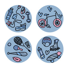 Sport activities symbols. Vector illustration.