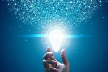 Innovative idea in businessman hand. Innovative idea concept