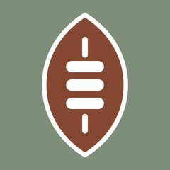American football brown ball icon. White lacing.