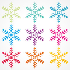 set étiquette soldes- flocon de neige