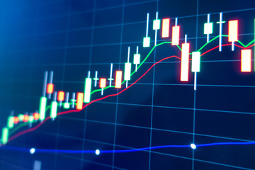 Stock market graph on LED screen monitor