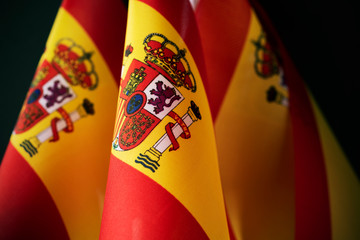 closeup of some flags of spain