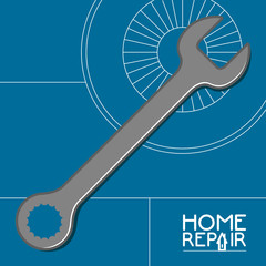 Home repair background with wrench and text. Vector illustration design