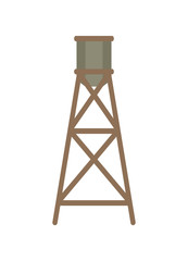 Water Tower Cartoon Illustration Isolated on White