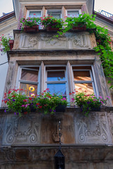 Typische Hausfassade in der Altstadt von Straßburg/Frankreich