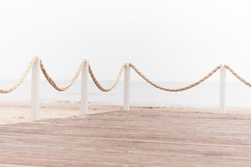 Rope on the terrace cafe on the beach