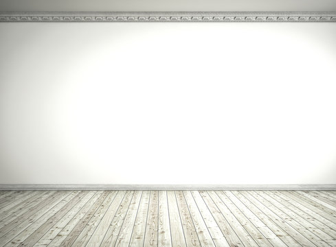 wei&szlig;e Wand mit Stuckdecke