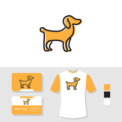 Puppy logo design with business card and t shirt mockup