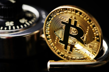 Bitcoin with padlock 