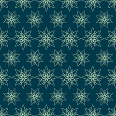 Fototapeta na wymiar Pattern with abstract flowers; Background with stylized snowflakes