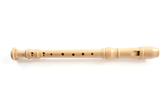wooden flute isolated on white